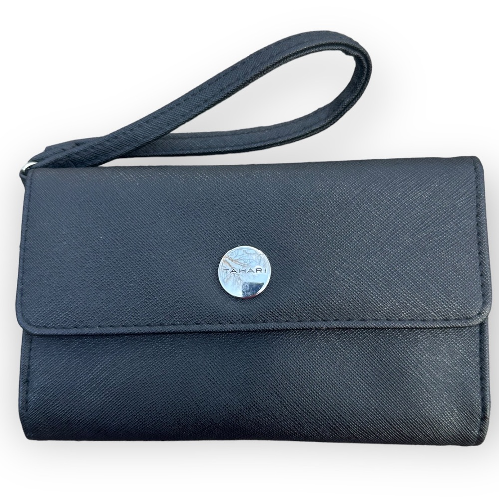 Tahari RFID Black Saffiano Mirror Wallet